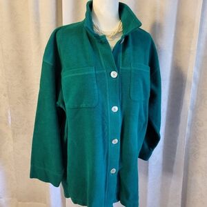 Soft surroundings Fleece shirt, Jacket, Women Size L, Color Green, Winter Wear
